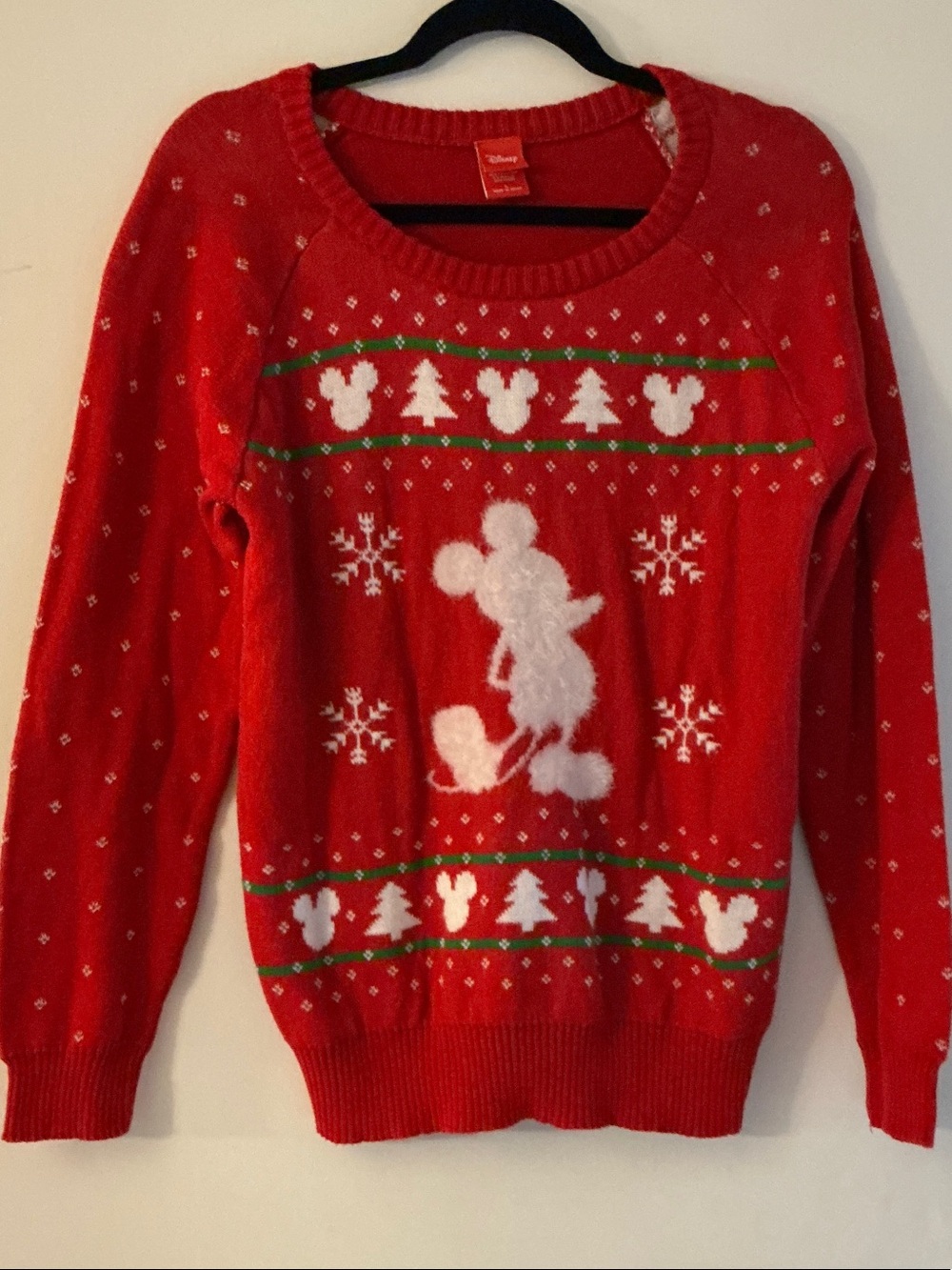 Disney Red Mickey Mouse Holiday Crewneck Sweater